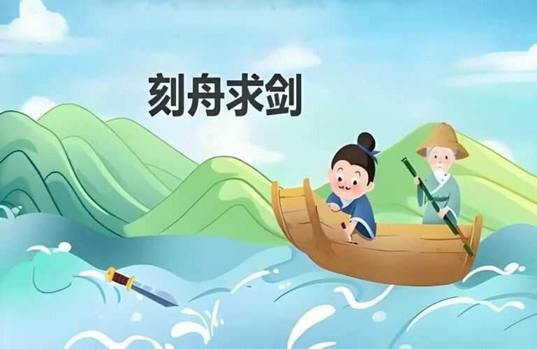 Chinese idiom – 刻舟求剑 kè zhōu qiú jiàn