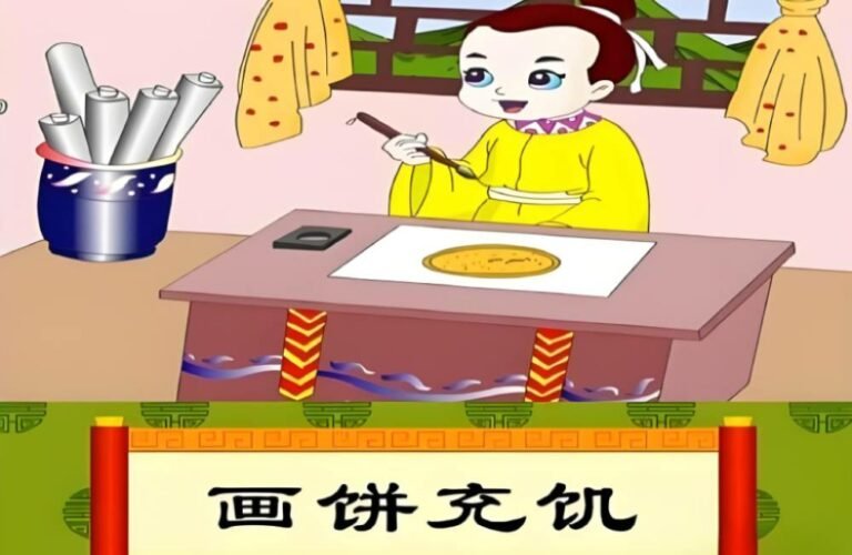 Chinese idiom – 画饼充饥 huà bǐng chōng jī